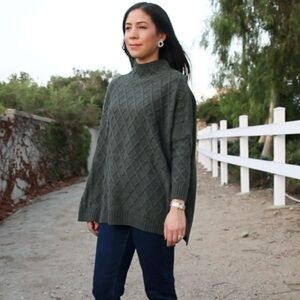 Mersea Lisbon Cable Knit Oversized Mock Neck Sweater